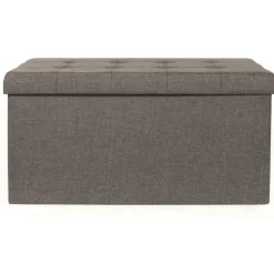 Home Deco Poef Chique - opbergbox - donkergrijs - 76 x 38 cm