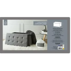 Home Deco Poef Chique - opbergbox - donkergrijs - 76 x 38 cm