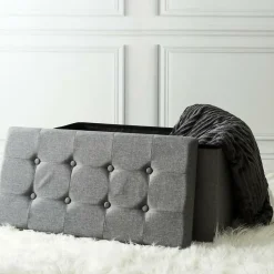 Home Deco Poef Chique - opbergbox - donkergrijs - 76 x 38 cm