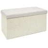 Home Deco Poef Fishbone - opbergbox - beige/grijs - 76 x 38 cm