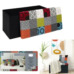 Home Deco Poef Multi color Tile - opbergbox - 76 x 38 cm
