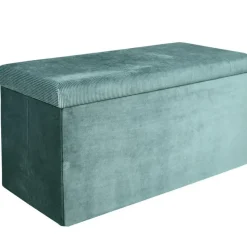 Home Deco Poef Velvet - opbergbox - blauw - 76 x 38 cm