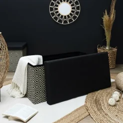 Home Deco Poefje - opbergbox - donkerbruin/zwart - 76 x 38 cm