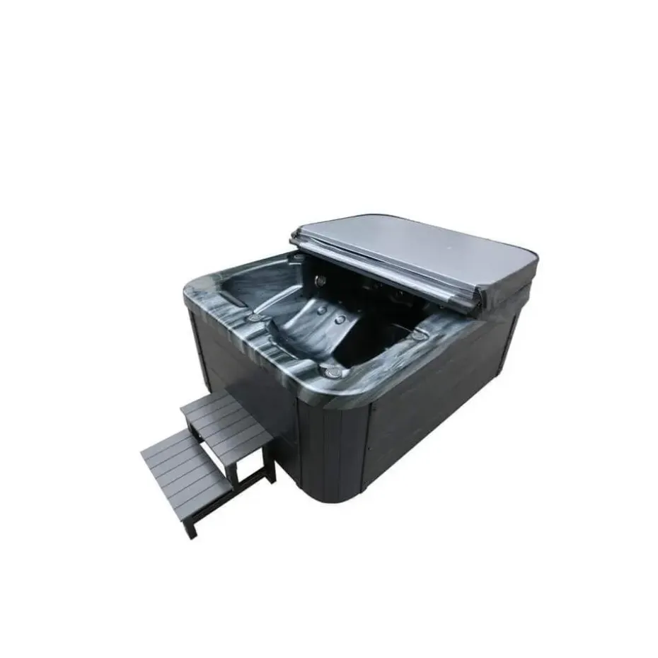 HOME DELUXE Outdoor Whirlpool ZWART MARMER Met trap en thermische afdekking