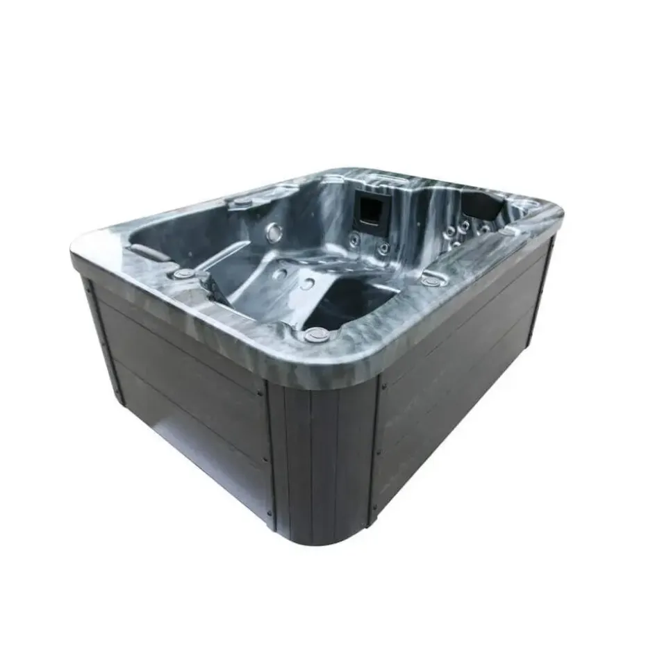 HOME DELUXE Outdoor Whirlpool ZWART MARMER Met trap en thermische afdekking