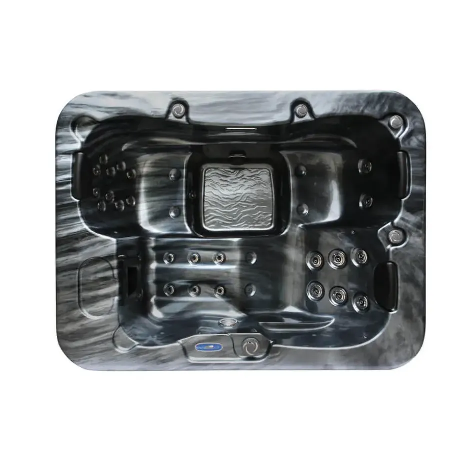 HOME DELUXE Outdoor Whirlpool ZWART MARMER Met trap en thermische afdekking