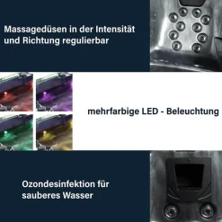 HOME DELUXE Outdoor Whirlpool ZWART MARMER Met trap en thermische afdekking