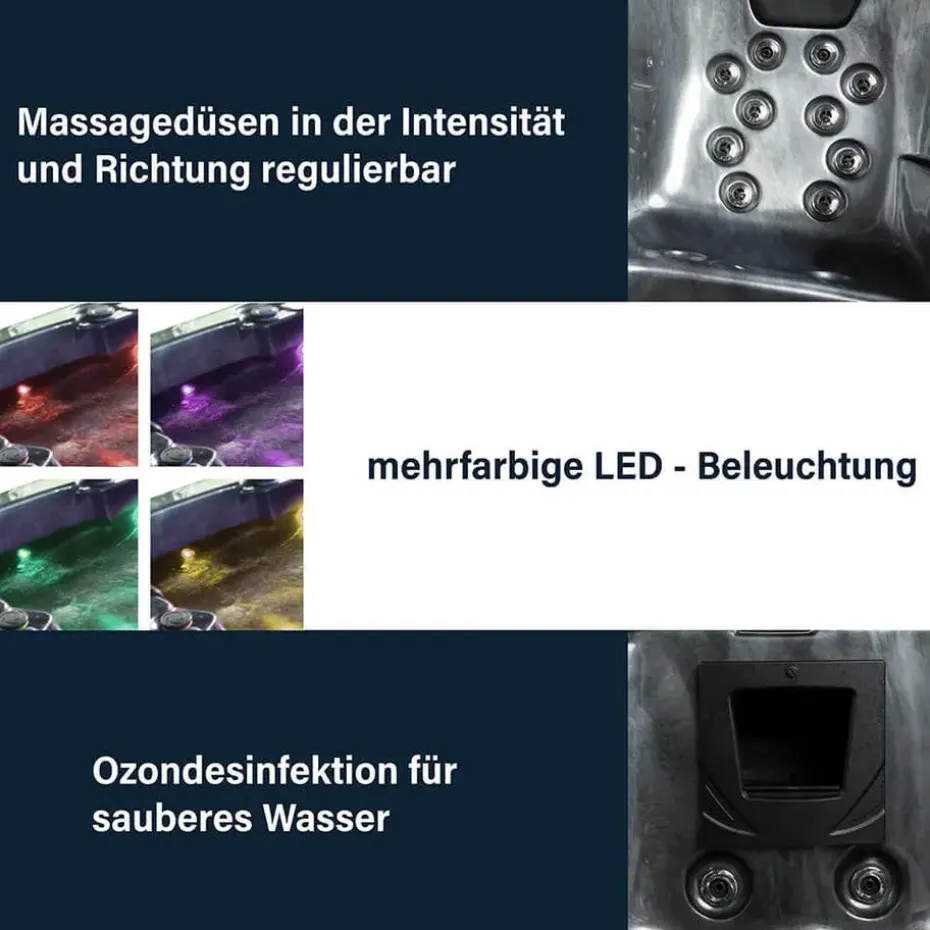 HOME DELUXE Outdoor Whirlpool ZWART MARMER Met trap en thermische afdekking