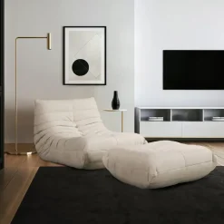 HOME DELUXE Relax fauteuil met kruk CHILL - Beige