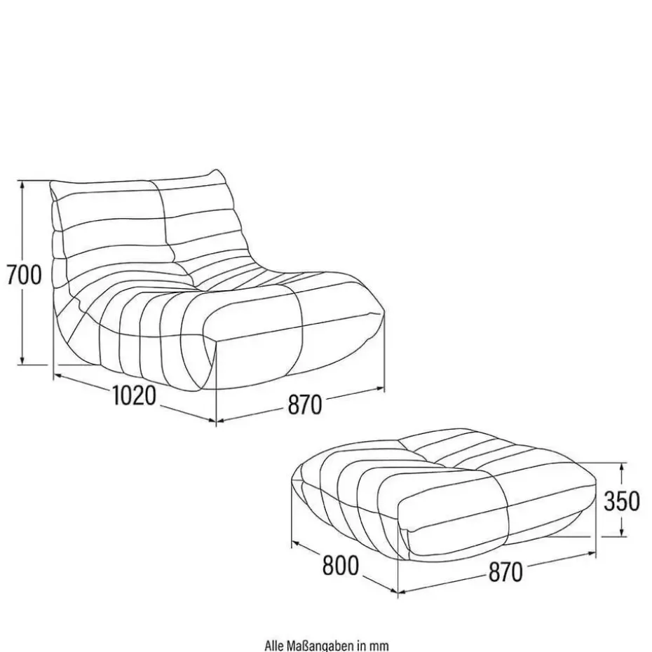 HOME DELUXE Relax fauteuil met kruk CHILL - Beige