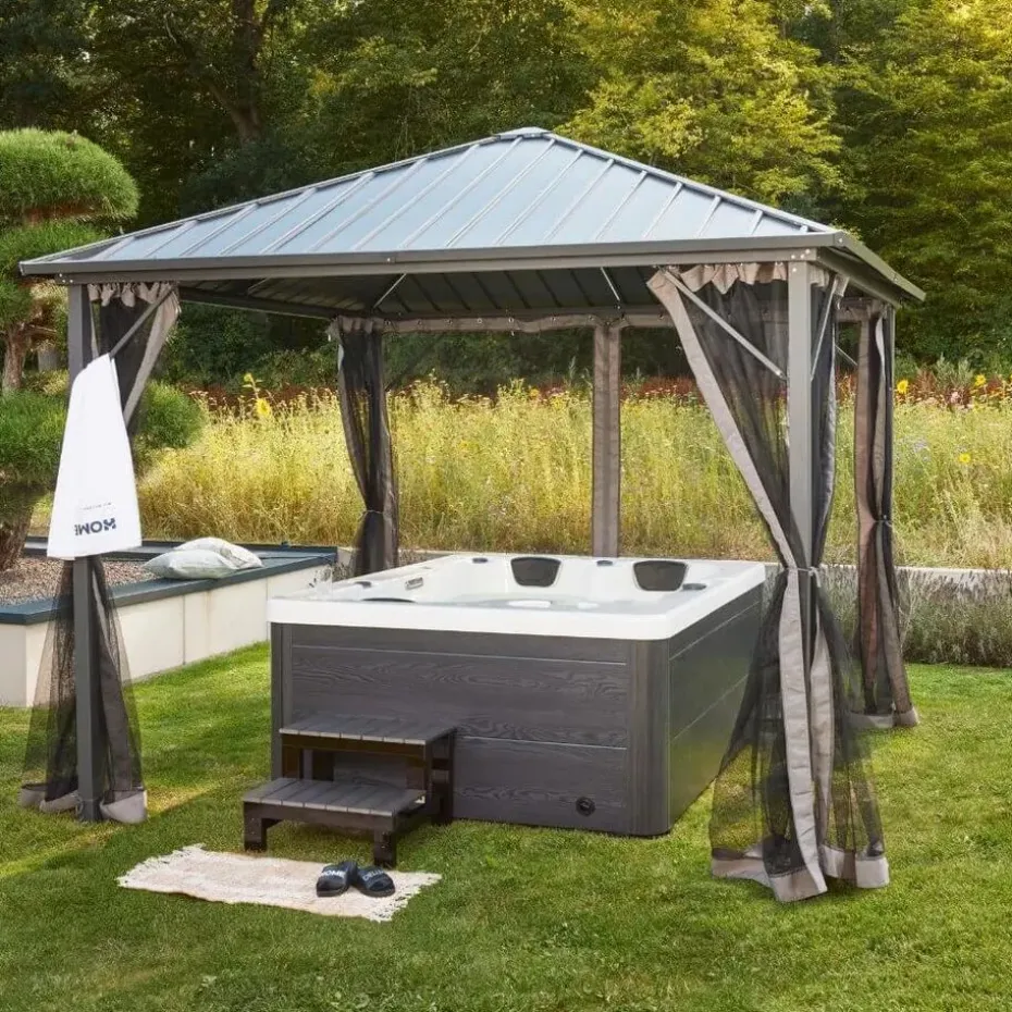 HOME DELUXE WHITE MARBLE buitenwhirlpool met opstap en thermische afdekking