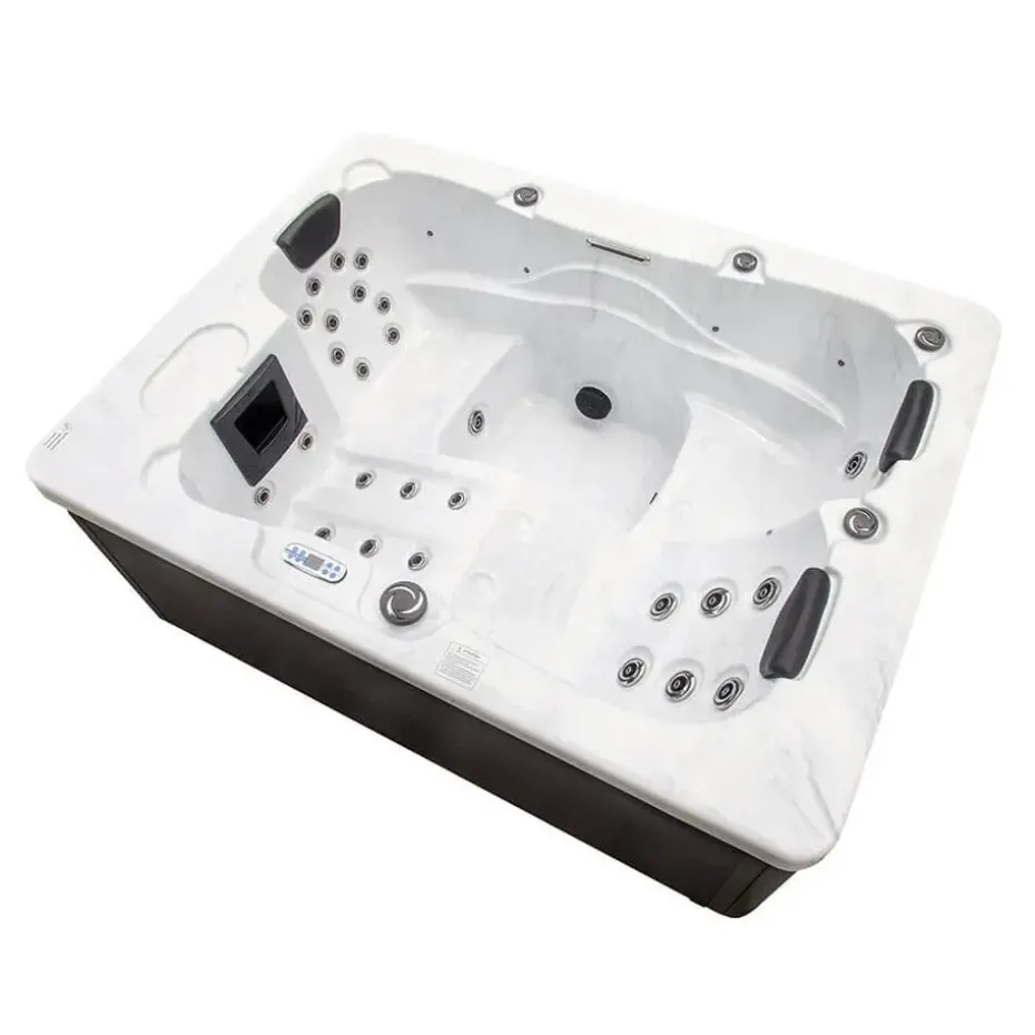 HOME DELUXE WHITE MARBLE buitenwhirlpool met opstap en thermische afdekking