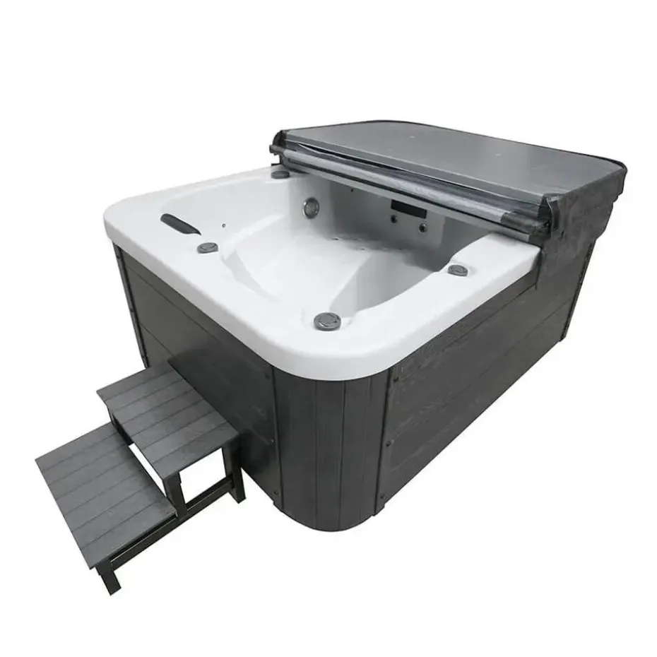 HOME DELUXE WHITE MARBLE buitenwhirlpool met opstap en thermische afdekking