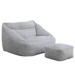 HOME DELUXE zitzak COSY lichtgrijs incl. krukje