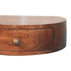 Honey Caramel Wandgemonteerde Afgeronde Nachtkastje, 1 Lade, Donkerbruin