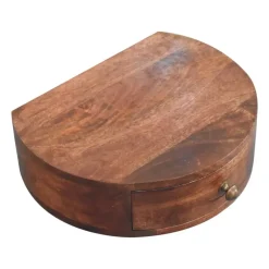 Honey Caramel Wandgemonteerde Afgeronde Nachtkastje, 1 Lade, Donkerbruin