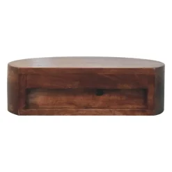 Honey Caramel Wandgemonteerde Afgeronde Nachtkastje, 1 Lade, Donkerbruin