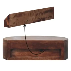 Honey Caramel Wandgemonteerde Afgeronde Nachtkastje, 1 Lade, Donkerbruin