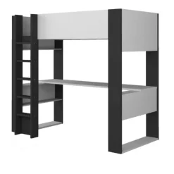 Hoogslaper Beau 90x200 met bureau - wit/grafiet