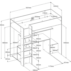 Hoogslaper Levi - zwart - 90x200 cm