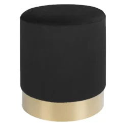 House Nordic Poef Gamby Velvet Zwart Ø34x43cm