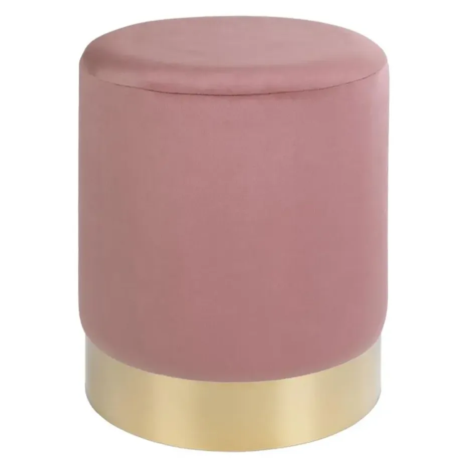 House Nordic Poef Gamby Velvet Roze Ø34x43cm