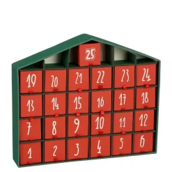 House of Seasons Adventskalender - L5 x B33 x H28 cm - Rood, Groen