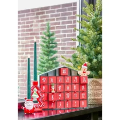 House of Seasons Adventskalender - L5 x B33 x H28 cm - Rood, Groen