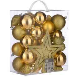 House of Seasons Kerstballen - 39 stuks - goud - ornamenten en piek