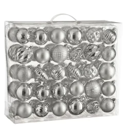 House of Seasons Kerstballen Set - 60 Stuks - Zilver