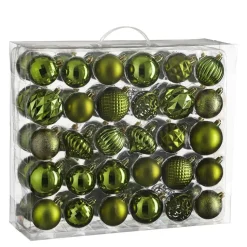 House of Seasons Kerstballen Set - 60 Stuks - Donkergroen