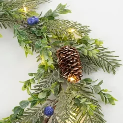 House of Seasons Kerstkrans met LED Verlichting - Ø42 cm - Groen