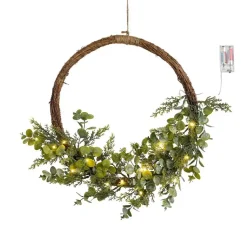 House of Seasons Kerstkrans met LED Verlichting - Ø45 cm - Groen