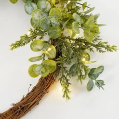 House of Seasons Kerstkrans met LED Verlichting - Ø45 cm - Groen