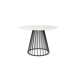 Housecraft Floris Eettafel Marmerlook Rond 110 cm Zwart/ Wit