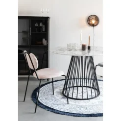 Housecraft Floris Eettafel Marmerlook Rond 110 cm Zwart/ Wit