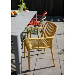 Housecraft Living Mante Tuinstoelen Armleuning Kunststof Geel - Set van 4