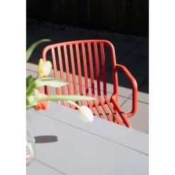 Housecraft Living Mante Tuinstoelen Armleuning Kunststof Terra/ Rood - Set van 4