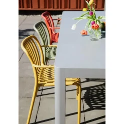 Housecraft Living Mante Tuinstoelen Armleuning Kunststof Terra/ Rood - Set van 4