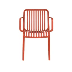 Housecraft Living Mante Tuinstoelen Armleuning Kunststof Terra/ Rood - Set van 4