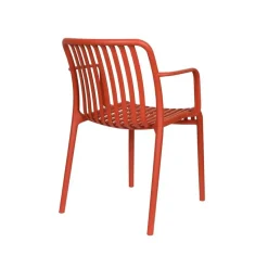 Housecraft Living Mante Tuinstoelen Armleuning Kunststof Terra/ Rood - Set van 4