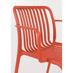 Housecraft Living Mante Tuinstoelen Armleuning Kunststof Terra/ Rood - Set van 4