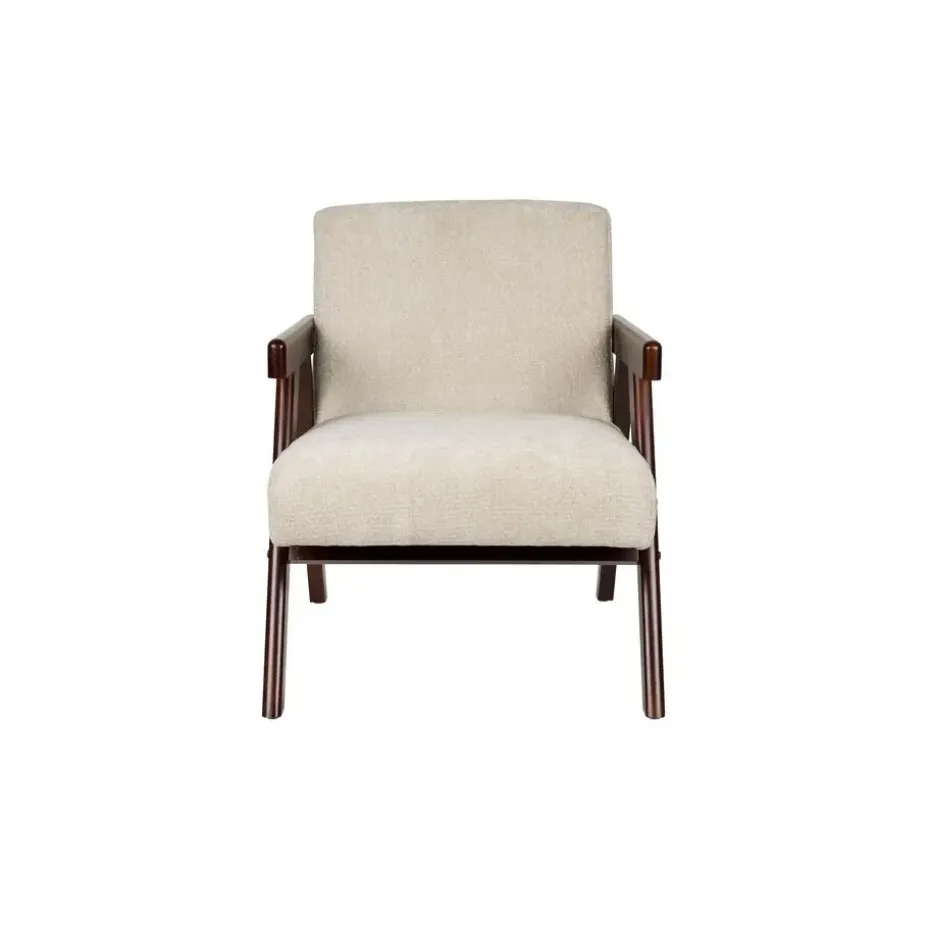 Housecraft Living Panadero Fauteuil met armleuning Hout Bruin donker/ Beige