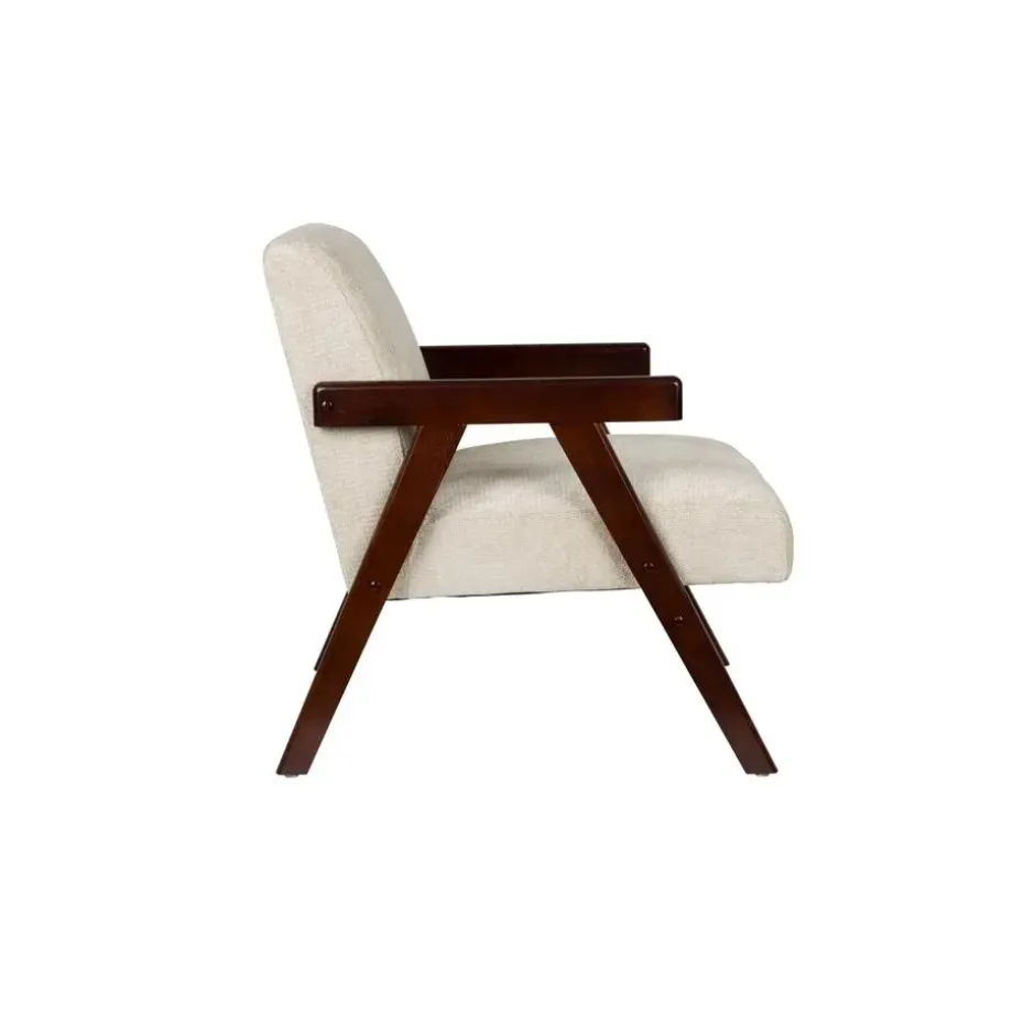 Housecraft Living Panadero Fauteuil met armleuning Hout Bruin donker/ Beige