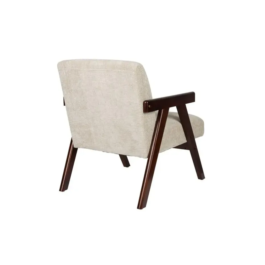 Housecraft Living Panadero Fauteuil met armleuning Hout Bruin donker/ Beige