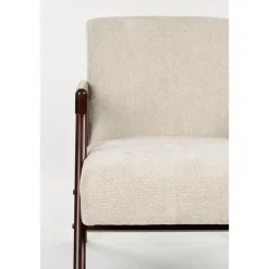 Housecraft Living Panadero Fauteuil met armleuning Hout Bruin donker/ Beige