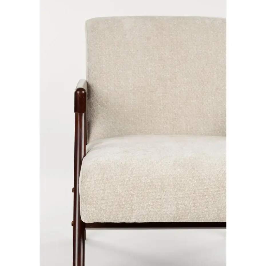 Housecraft Living Panadero Fauteuil met armleuning Hout Bruin donker/ Beige