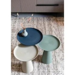 Housecraft Ringar Bijzettafel Rond Metaal 39,5x39,5 cm (L) Blauw