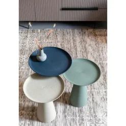 Housecraft Ringar Bijzettafel Rond Metaal 39,5x39,5 cm (L) Blauw