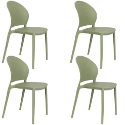 Housecraft Sjoerd Tuinstoelen/ Eetkamerstoelen Kunststof Groen - Set van 4